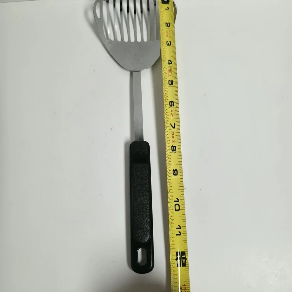 Vtg Ekco Kitchamajig Slotted Strainer Spoon Mixing Fry Spatula Black Handle 12